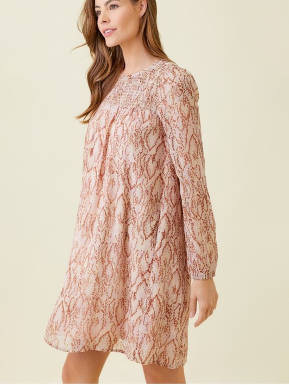Smocked Yoke Top Chiffon Dress - Picture 4 of 7